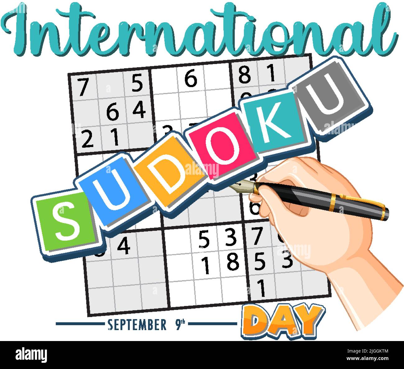 International Sudoku Day Poster Template illustration Stock Vector