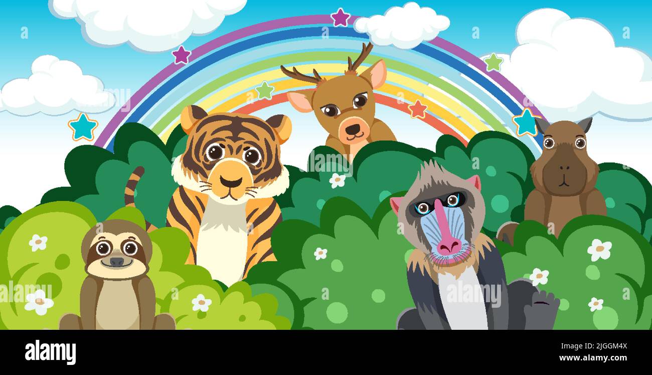 Wild animals in the forest illustration Stock Vector Image & Art - Alamy