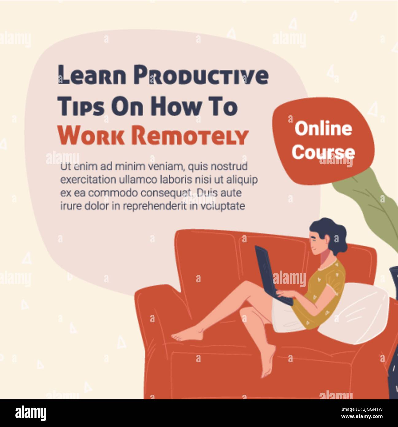 Learn productive tips on how to work remotely Stock Vector