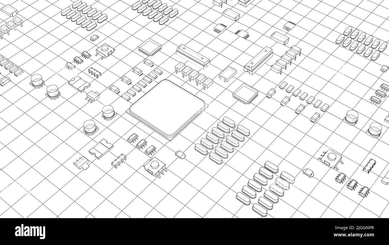 Chip Pcb Rails Drawing Electric circuit board, various chips. Vector Stock Vector Image & Art ...