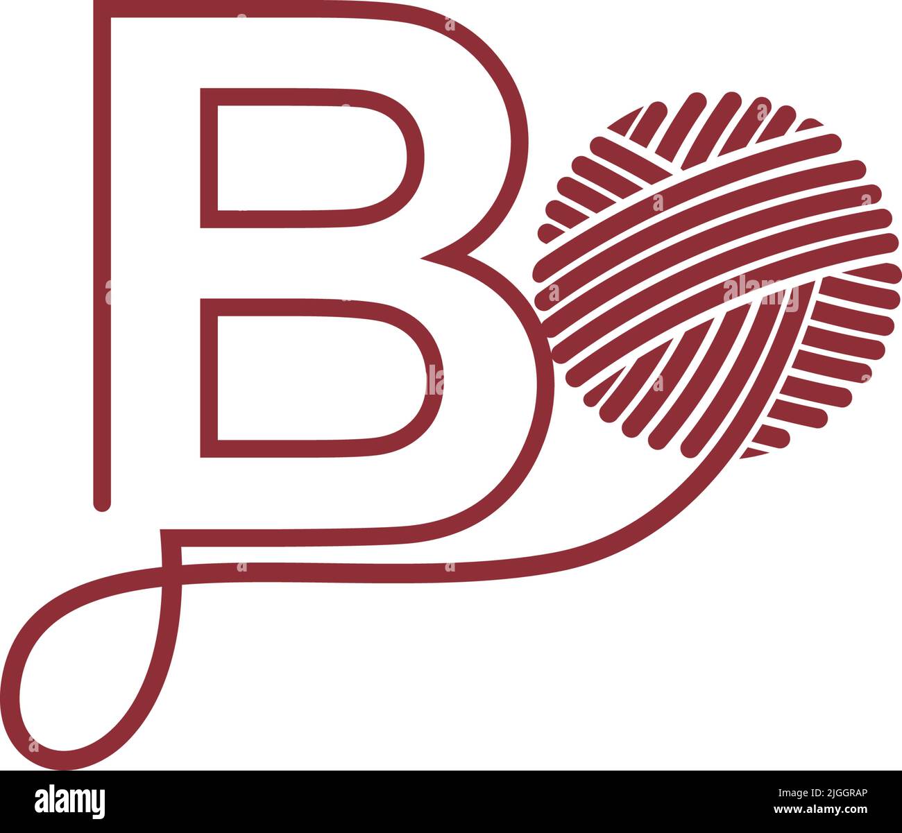 Letter B and skein of yarn icon design illustration vector Stock Vector