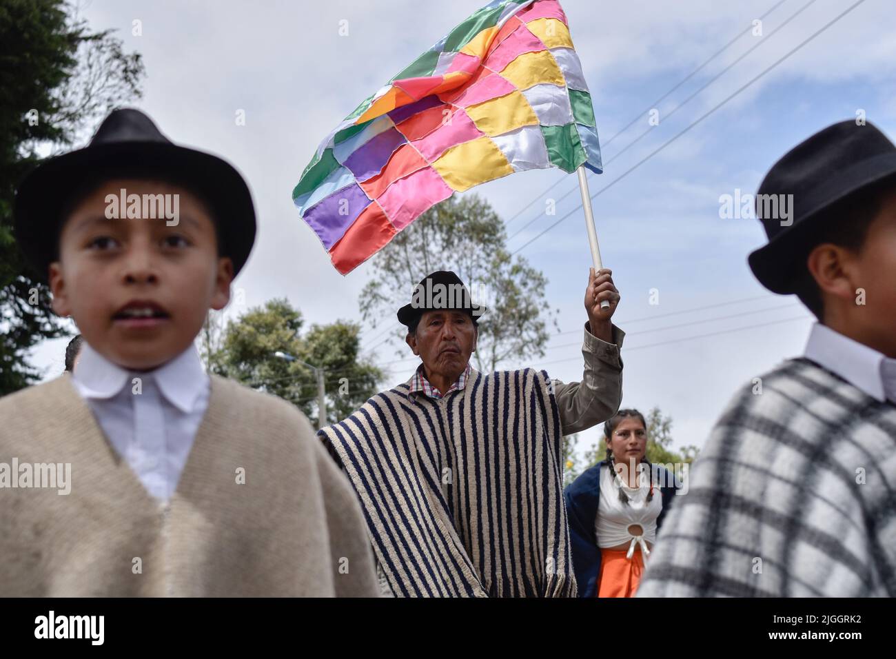 Different indigenous communities from southwestern Colombia gathered to celebrate the festival of the sun 'inti Raymi' in Ipiales, Narino - Colombia o Stock Photo