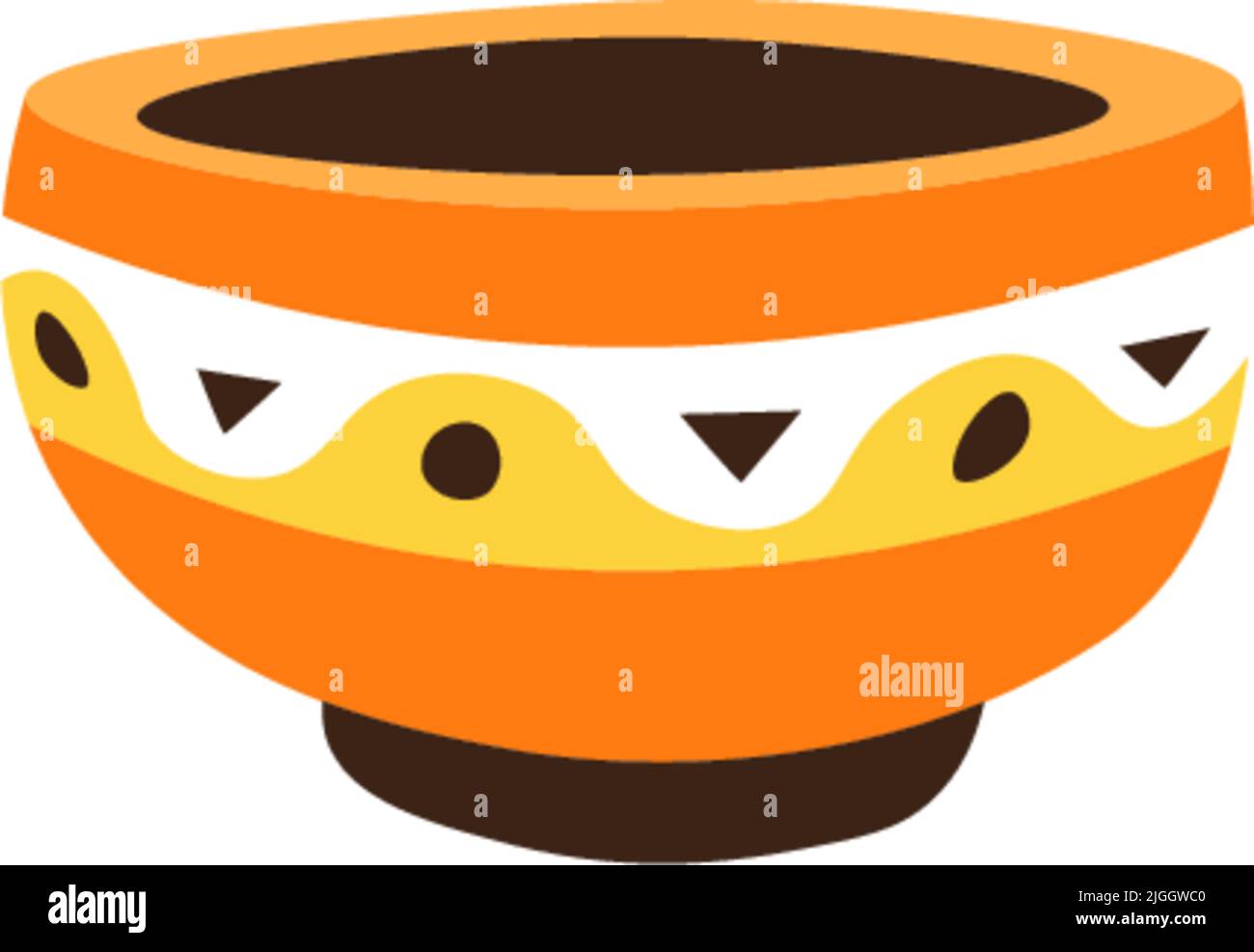 Bowl with ancient ornament, pottery from clay Stock Vector