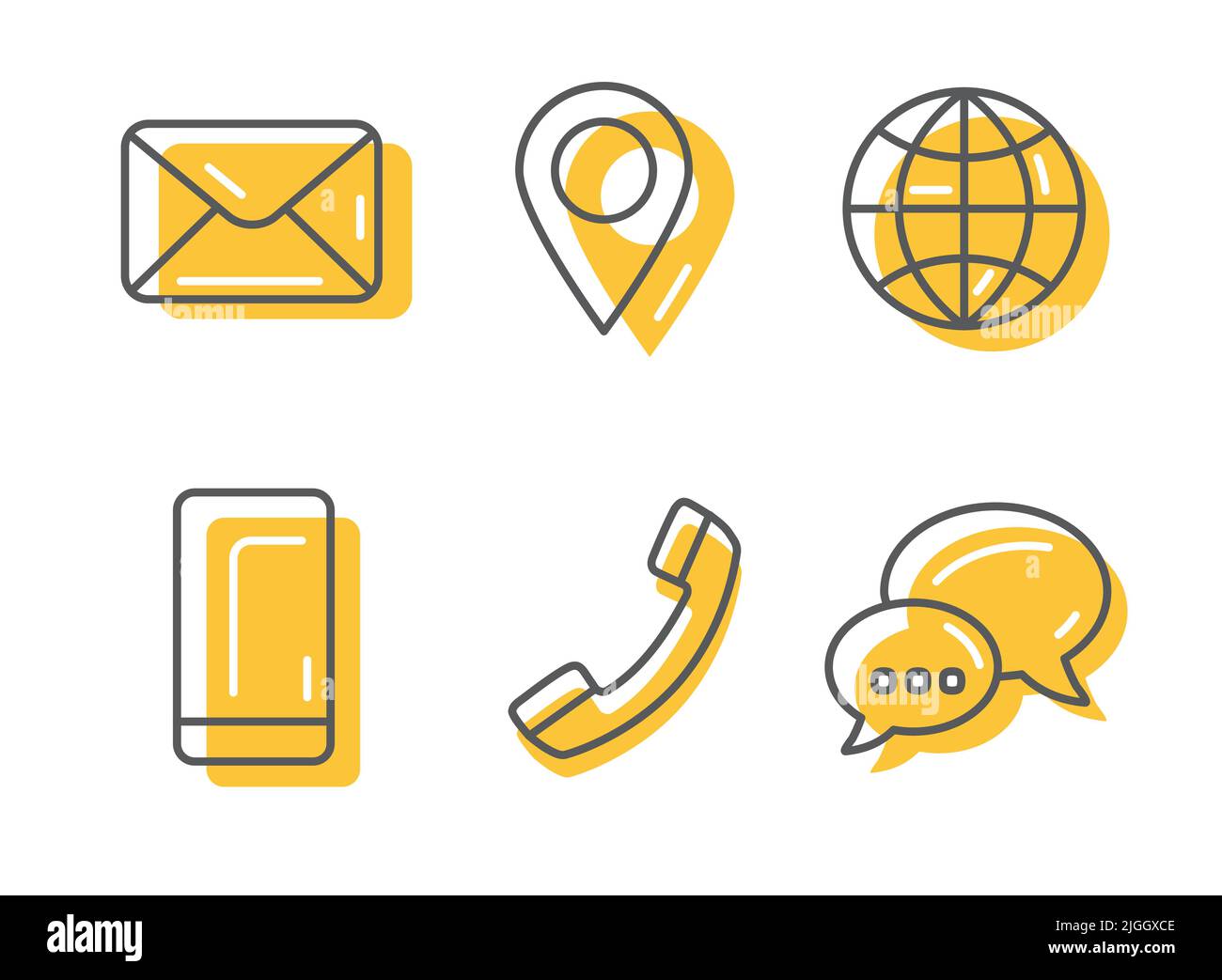 Contact icons set on white background Stock Vector