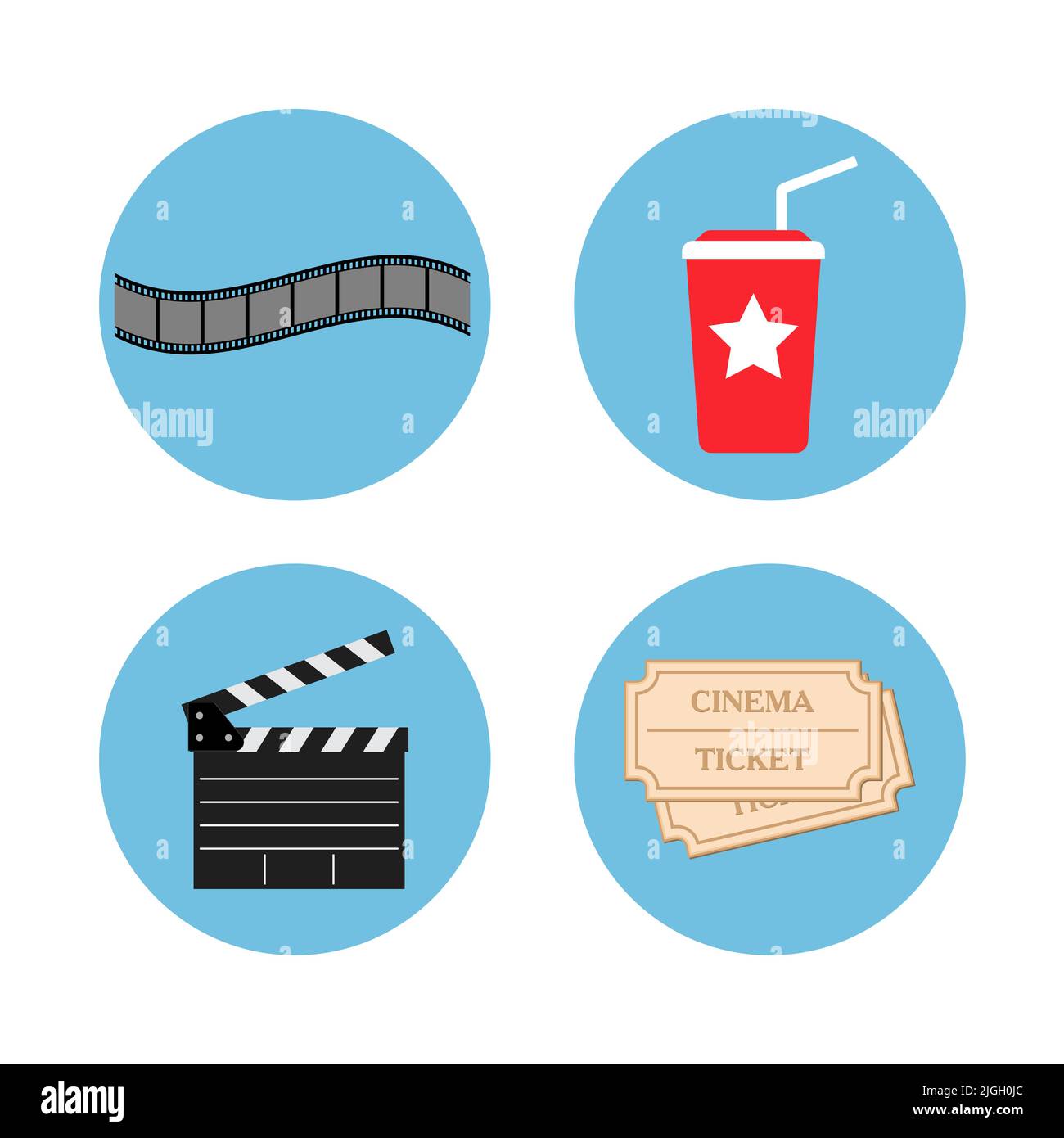 Cinema icons vector. Movie and film icons isolated on white background Stock Vector