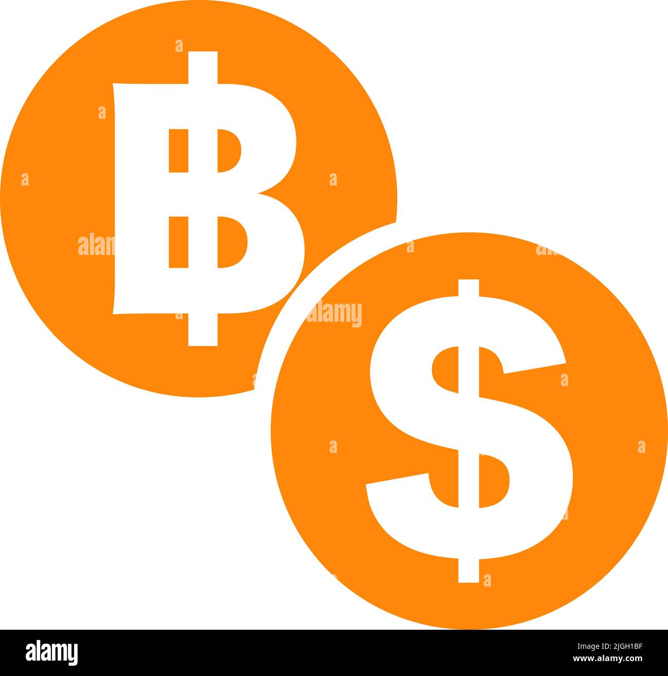 Baht and dollar coin icons. Editable vector. Stock Vector