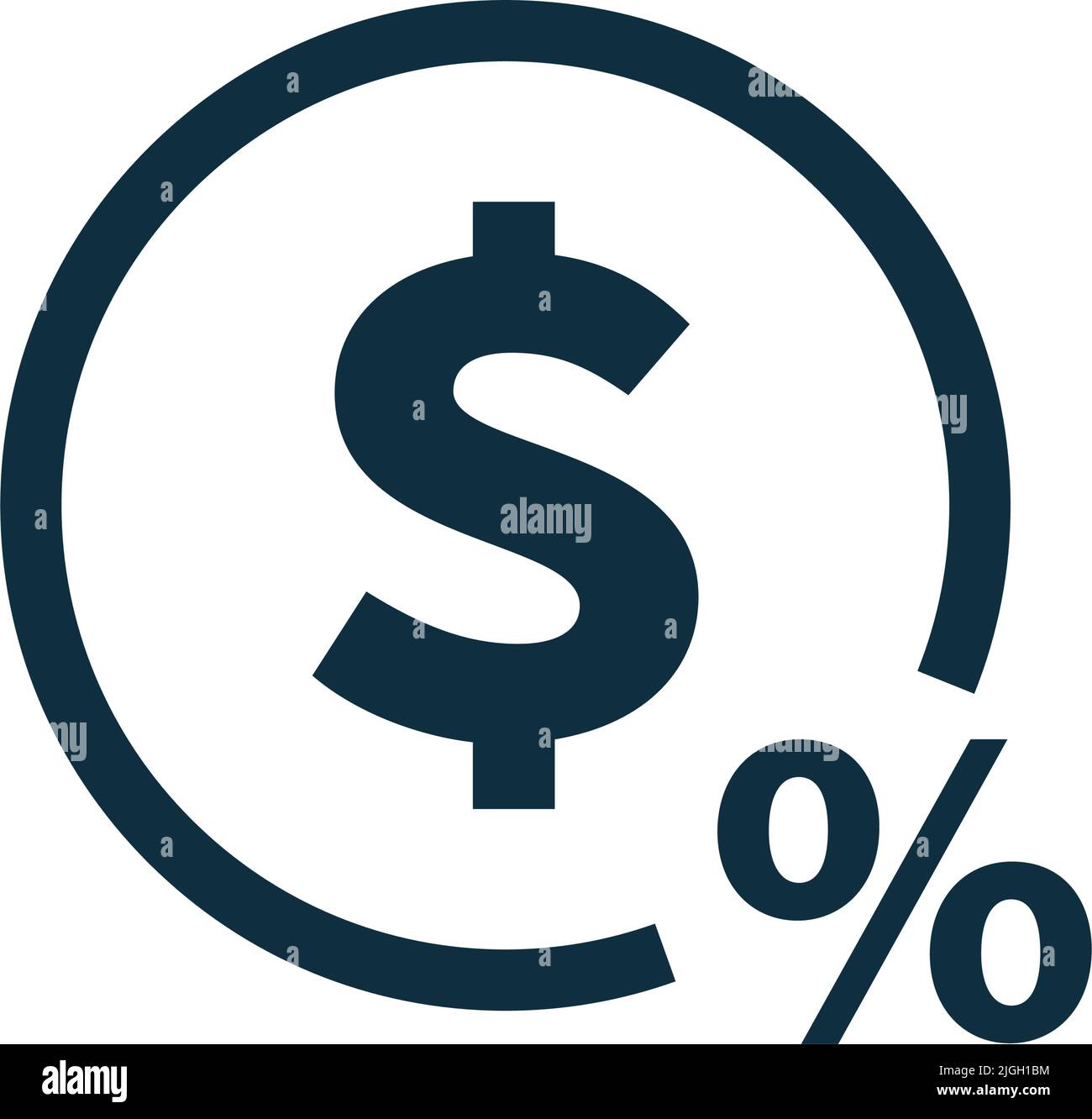 Dollar sign and percentage icons. Tax rate and interest rate. Editable vector. Stock Vector