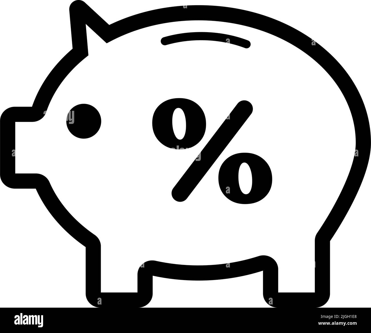 Piggy bank with percentage sign. Editable vector. Stock Vector