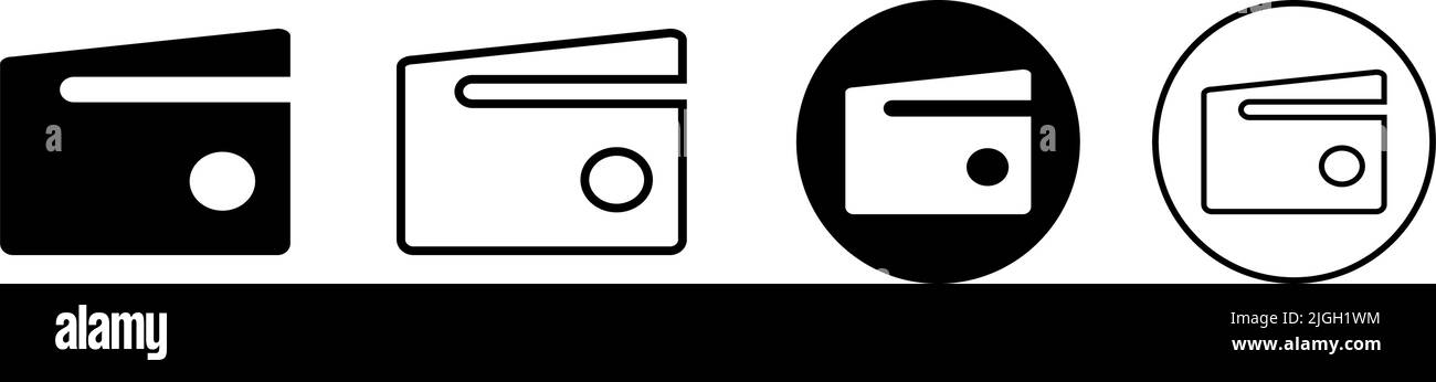 Wallet Silhouette Icon Set. Editable vector. Stock Vector
