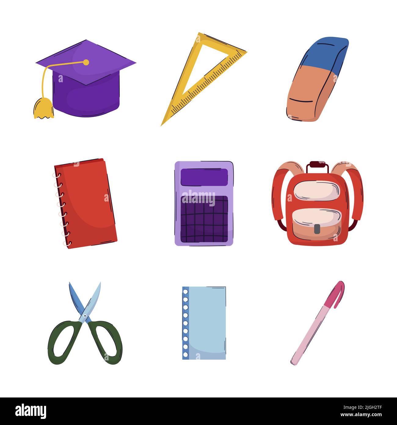 Flat back to school elements set Stock Vector Image & Art - Alamy