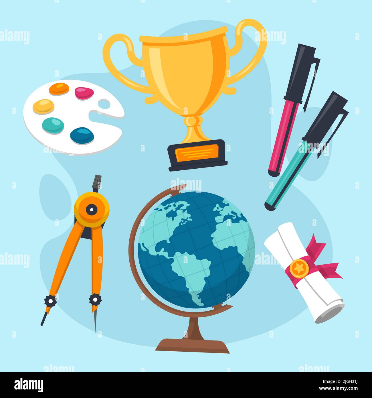 Flat back to school elements set Stock Vector Image & Art - Alamy