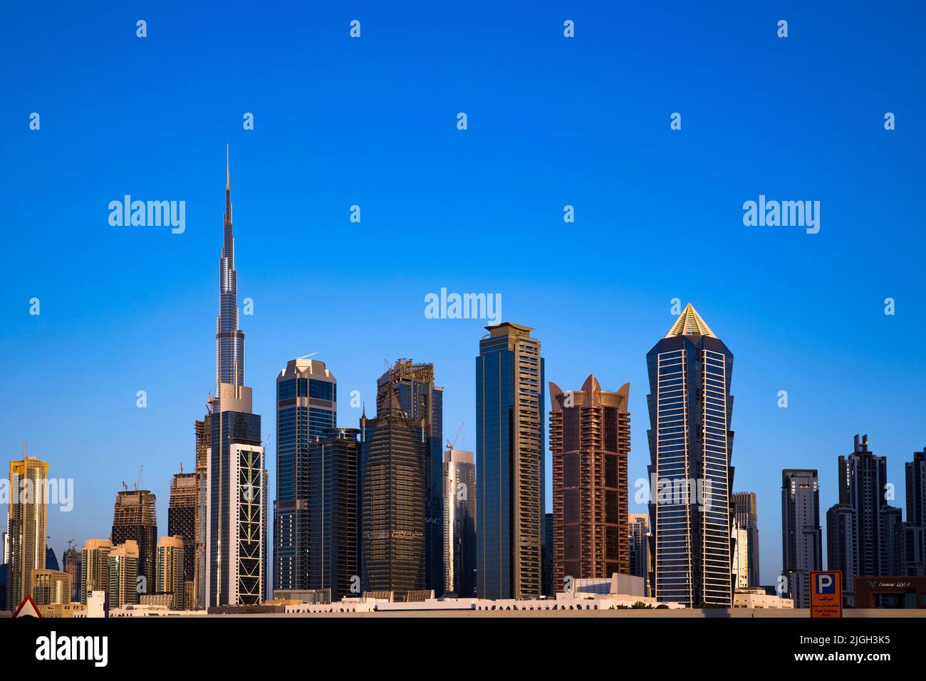 Dubai Uae October 25 2020 Dubai Skyline Buildings On Blue Sky Dubai Uae October 25 2020 Dubai Skyline Buildings On Blue Sky