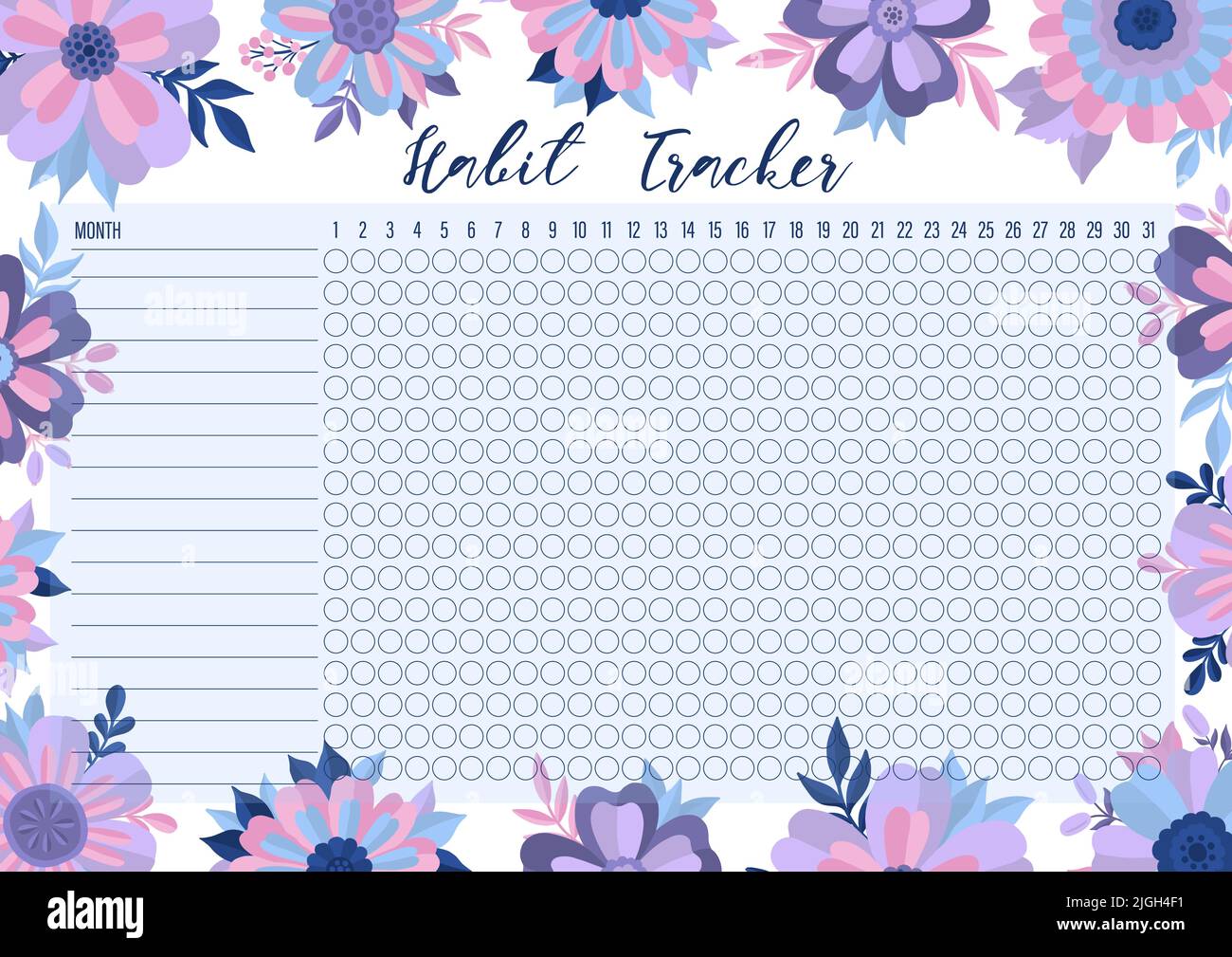 Habit tracker template for monthly Planner checklist ready to print Habit tracker template for monthly Planner checklist ready to print