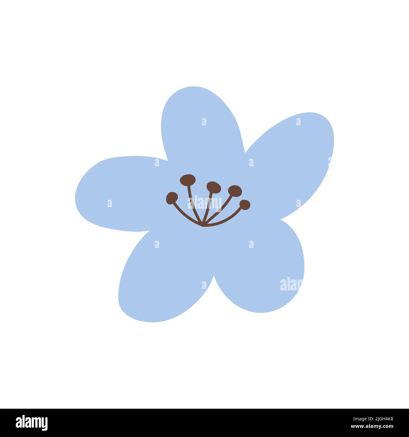 Cute blue flower isolated on white background. Vector illustration in ...