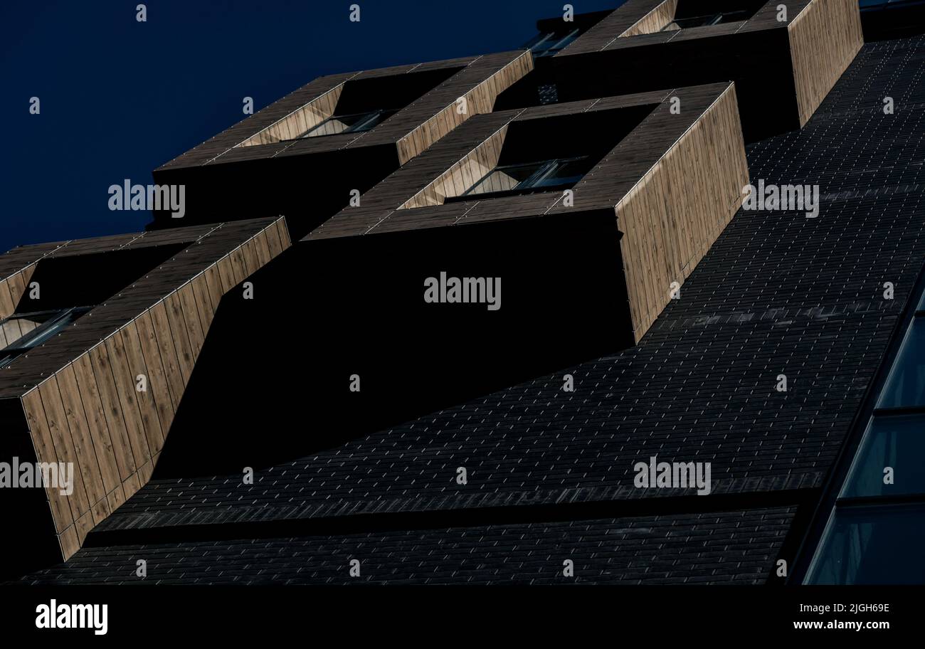 Detail of a modern architecture building with windows. light and shadow ...