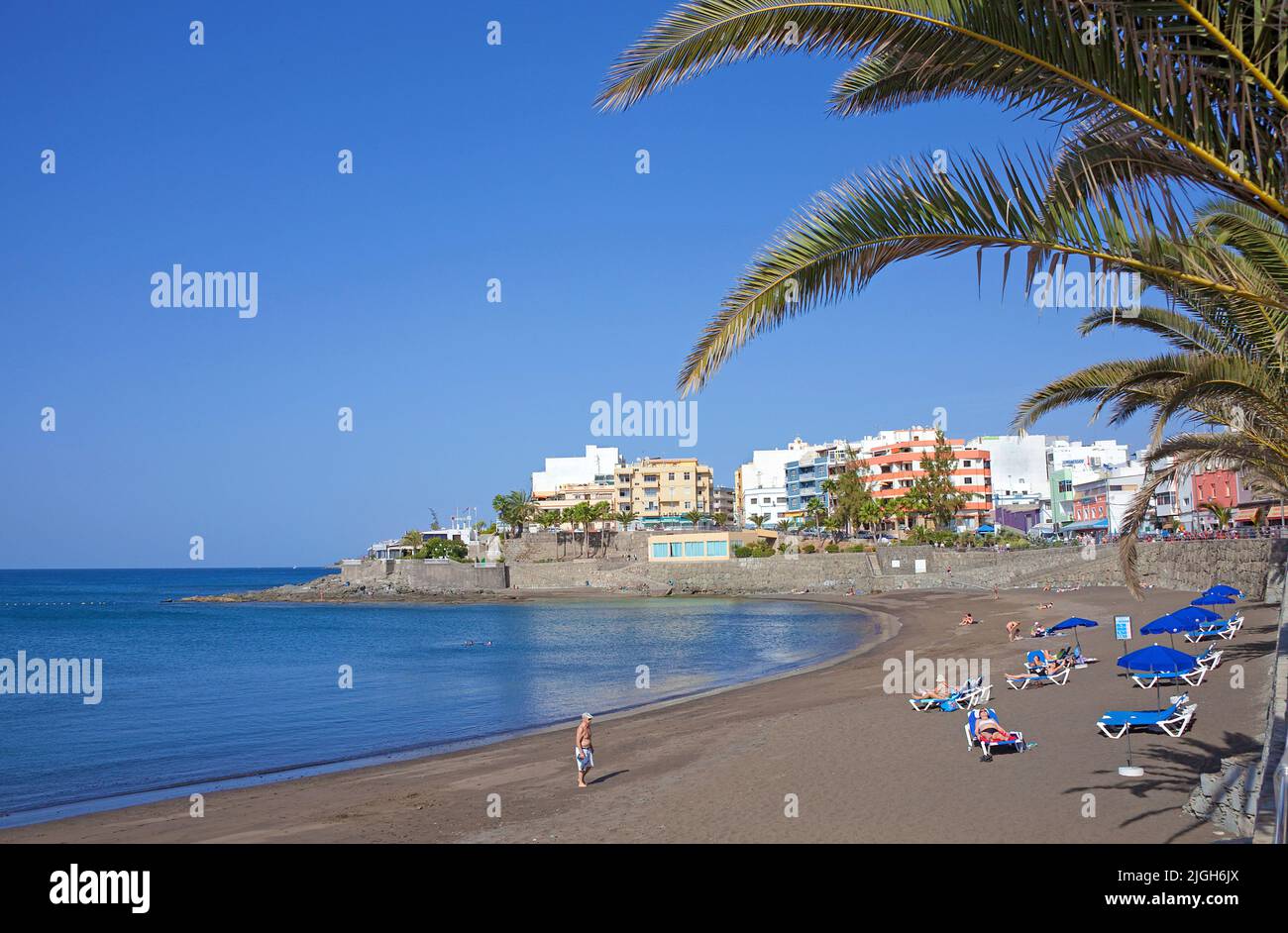 Strand von Arguineguin, Gran Canaria, Kanarische Inseln, Spanien, Europa | Beach of Arguineguin, Grand Canary, Canary islands, Spain, Europe Stock Photo