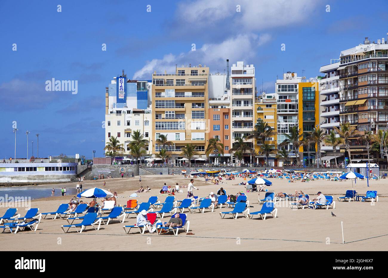Playa de las Canteras, town beach of Las Palmas, Grand Canary, Canary islands, Spain, Europe Stock Photo