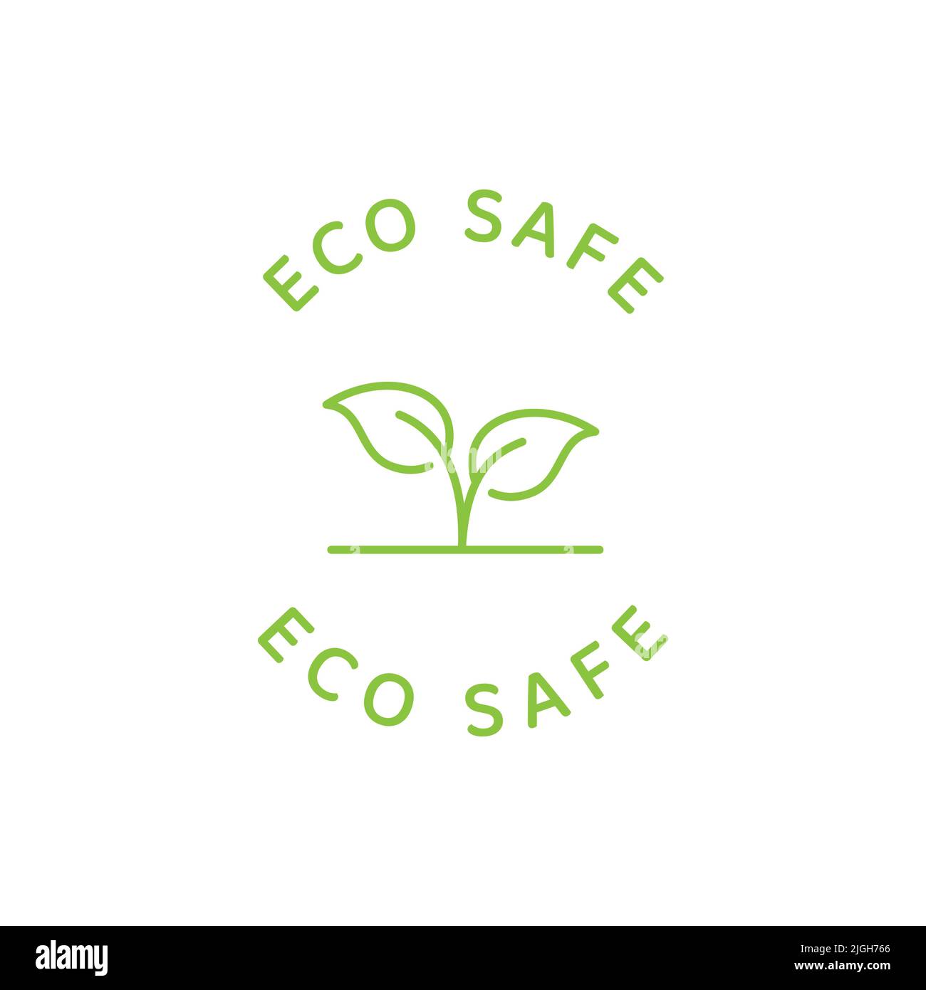 Eco safe vector label. Eco friendly packaging symbol with leaf. Stock Vector