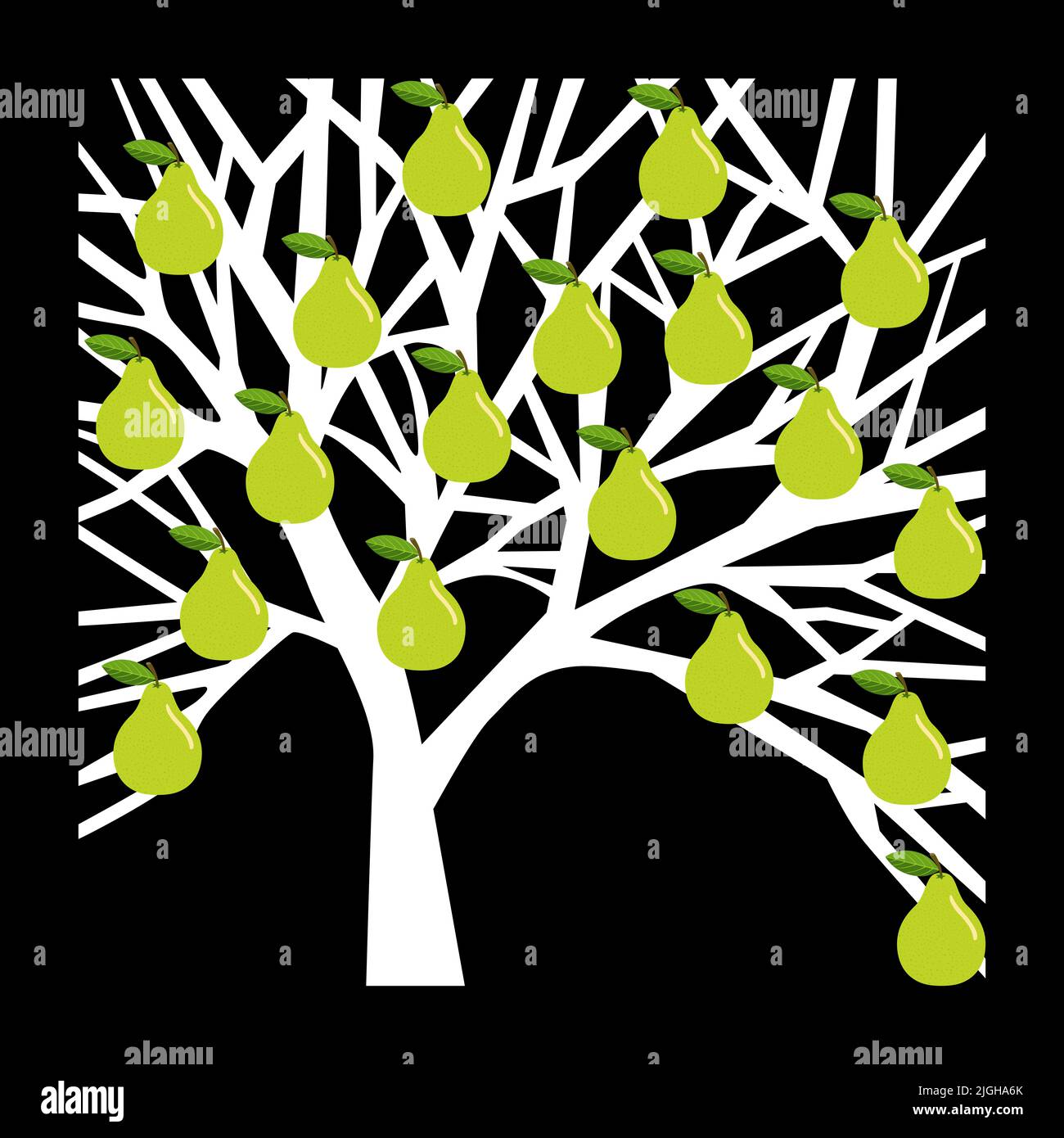 Tree pear icon on black background Stock Photo - Alamy