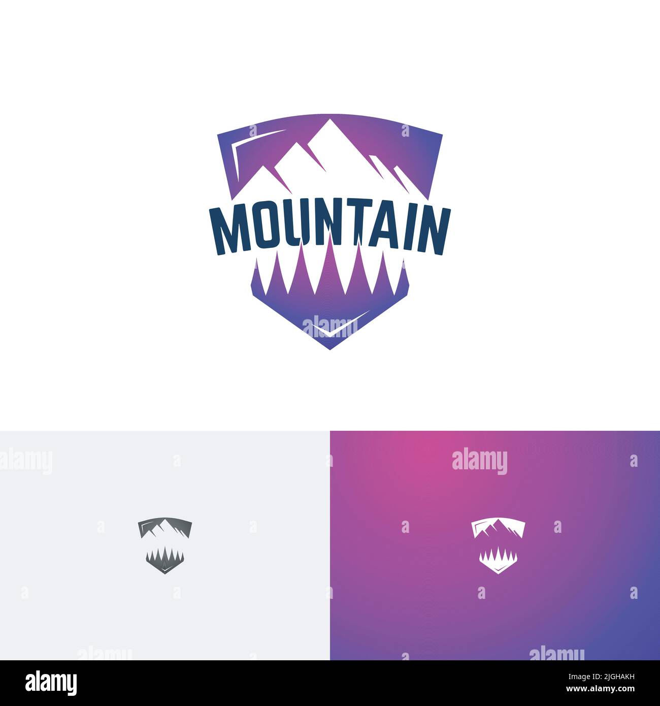 Pine Tree Mountain Shield Explore Adventure Holiday Logo Stock Vector