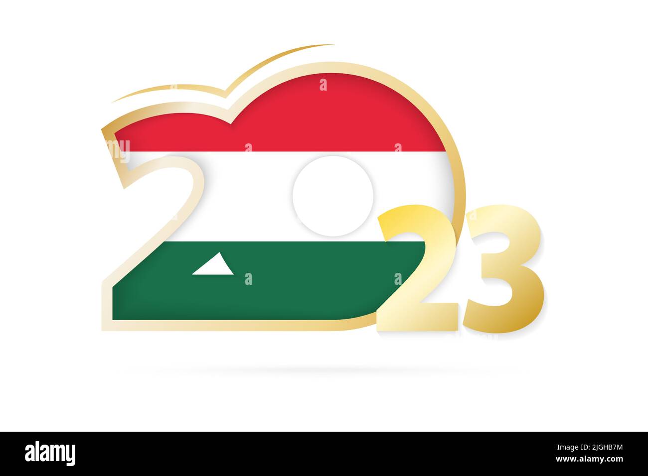 Year 2023 with Hungary Flag pattern. Vector Illustration. Stock Vector