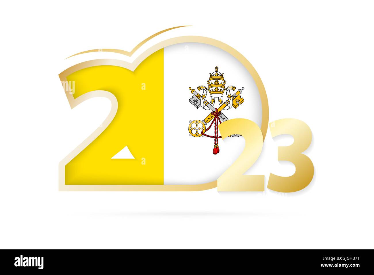 Year 2023 with Vatican City Flag pattern. Vector Illustration Stock