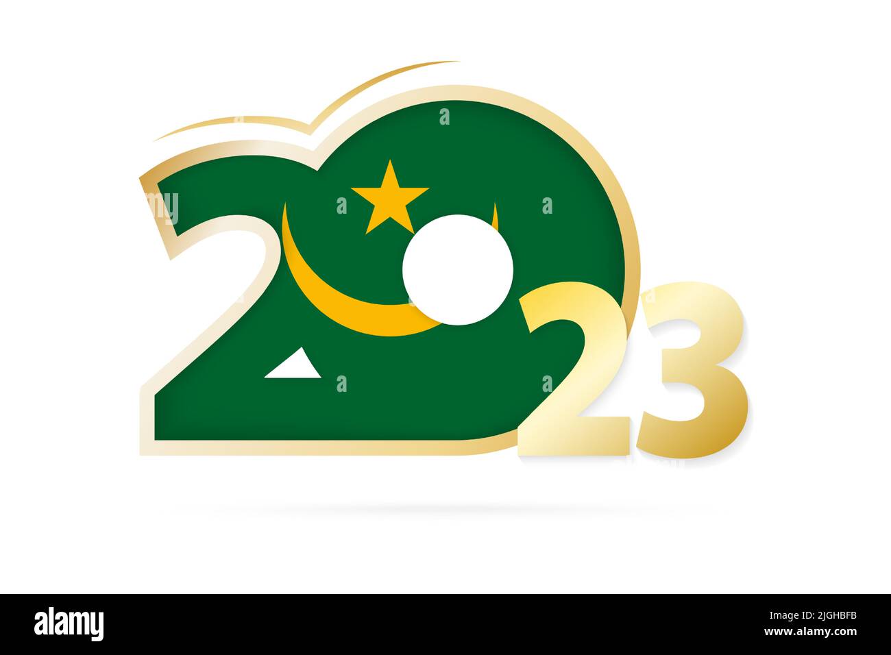 Year 2023 with Mauritania Flag pattern. Vector Illustration Stock