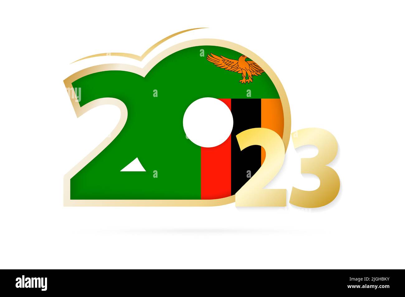 Year 2023 with Zambia Flag pattern. Vector Illustration Stock Vector