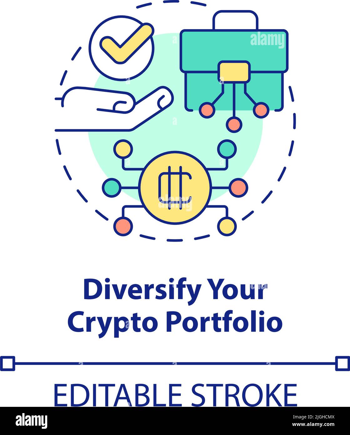 Diversify your crypto portfolio concept icon Stock Vector