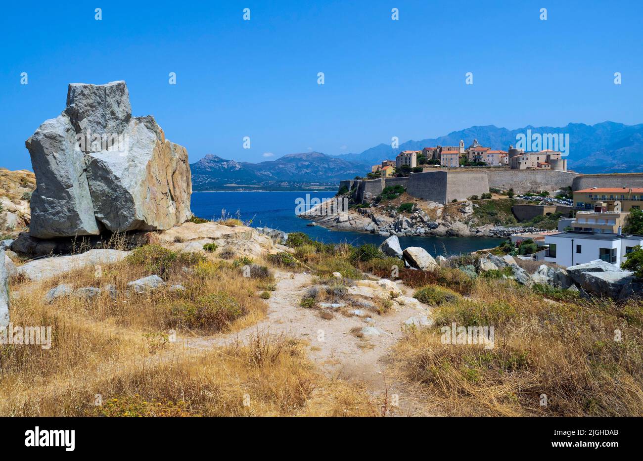 City of Calvi on the mediterranean island of Corsica Stock Photo