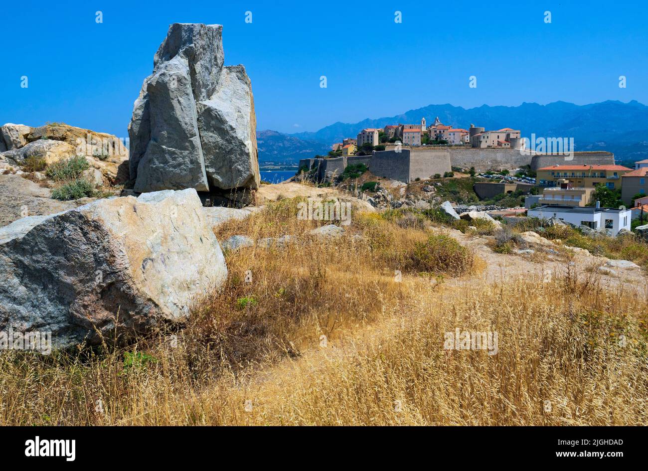 City of Calvi on the mediterranean island of Corsica Stock Photo
