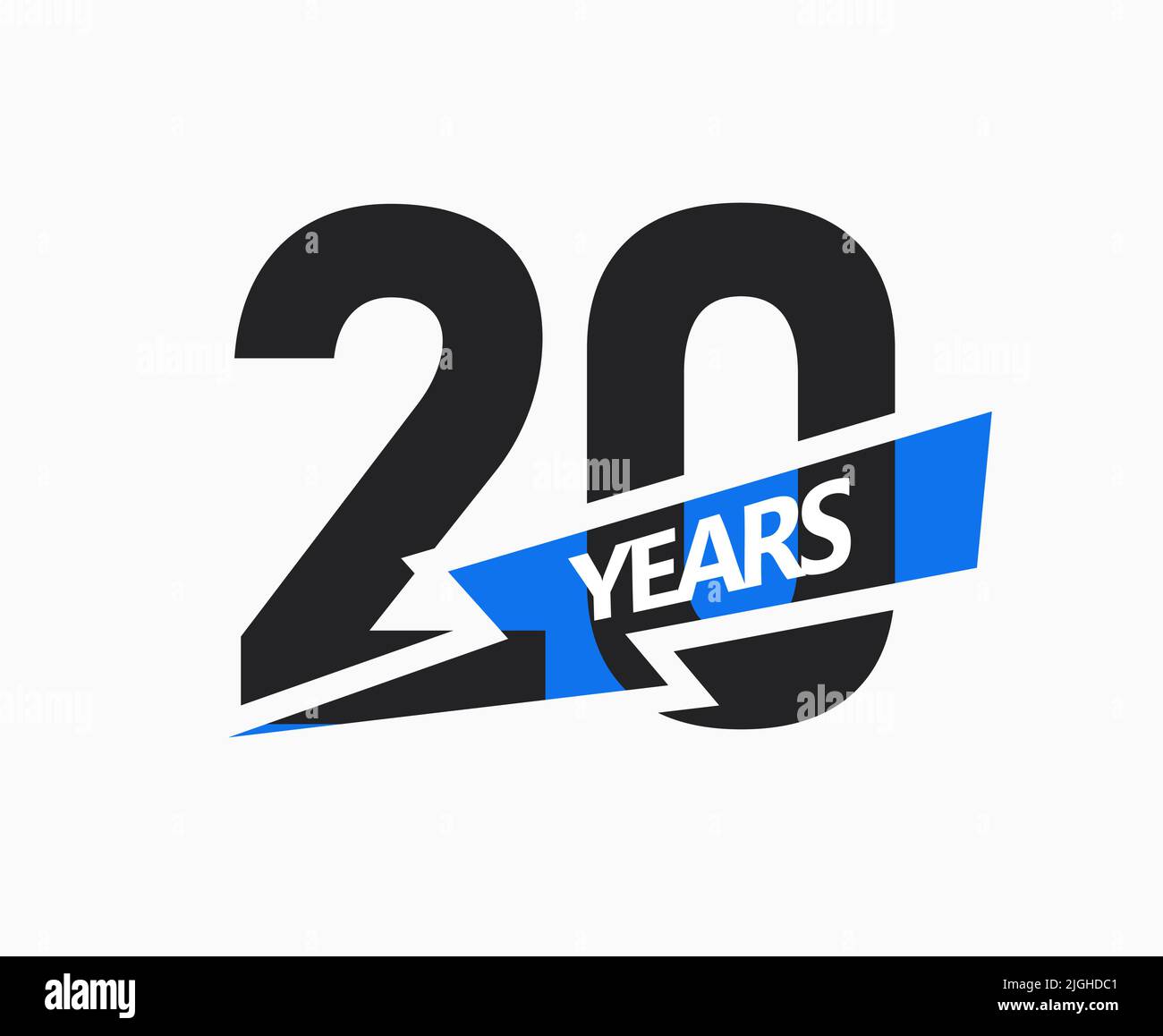 20 years of business, jubilee logo. 20th Anniversary sign. Modern