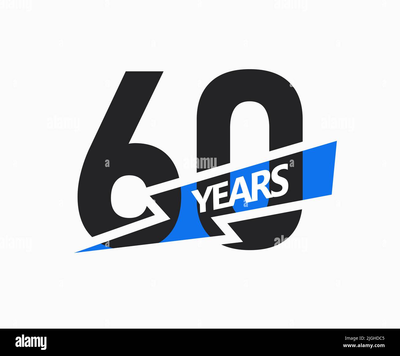 60 years of business, jubilee logo. 60th Anniversary sign. Modern graphic design for company birthday. Isolated vector illustration. Stock Vector