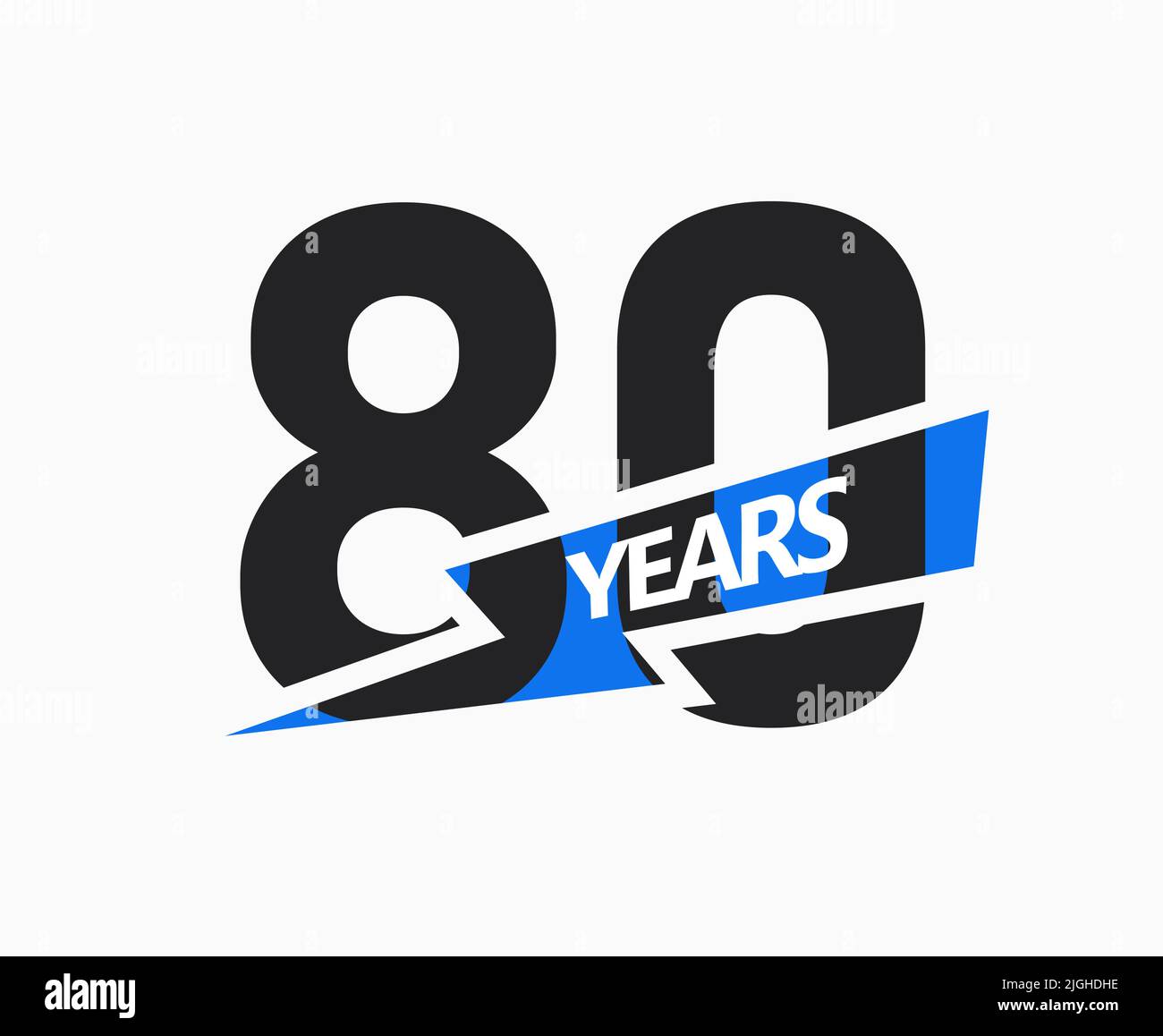 80 years of business, jubilee logo. 80th Anniversary sign. Modern graphic design for company birthday. Isolated vector illustration. Stock Vector