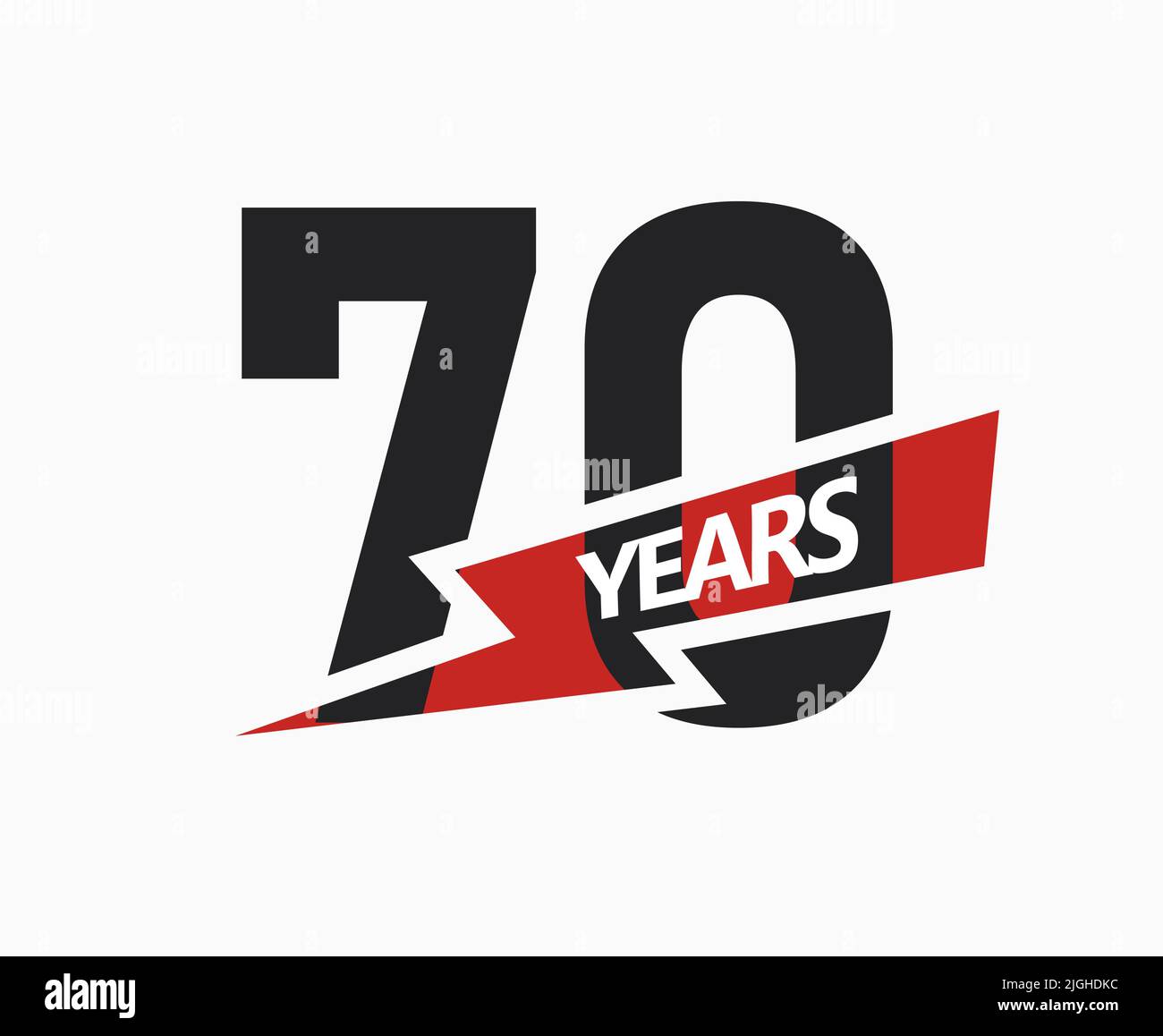 70 years of business, jubilee logo. 70th Anniversary sign. Modern graphic design for company birthday. Isolated vector illustration. Stock Vector