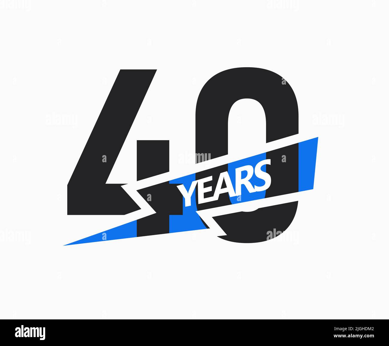 40 years of business, jubilee logo. 40th Anniversary sign. Modern graphic design for company birthday. Isolated vector illustration. Stock Vector