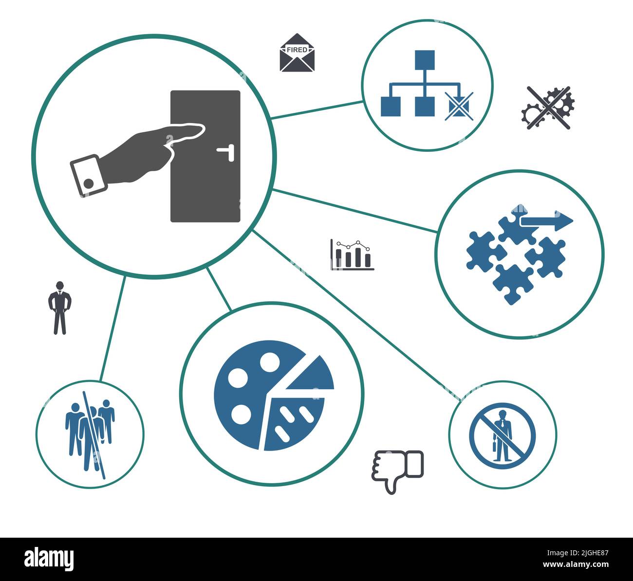 Concept of job loss with connected icons Stock Photo - Alamy
