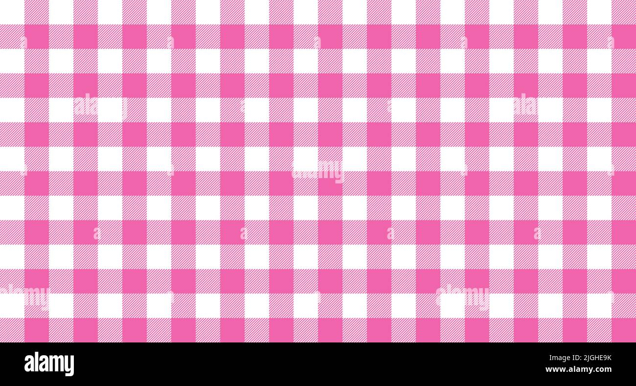 Pink white tablecloth seamless pattern. Classic plaid fabric pattern. Vintage fashion design seamless vector. Stock Vector