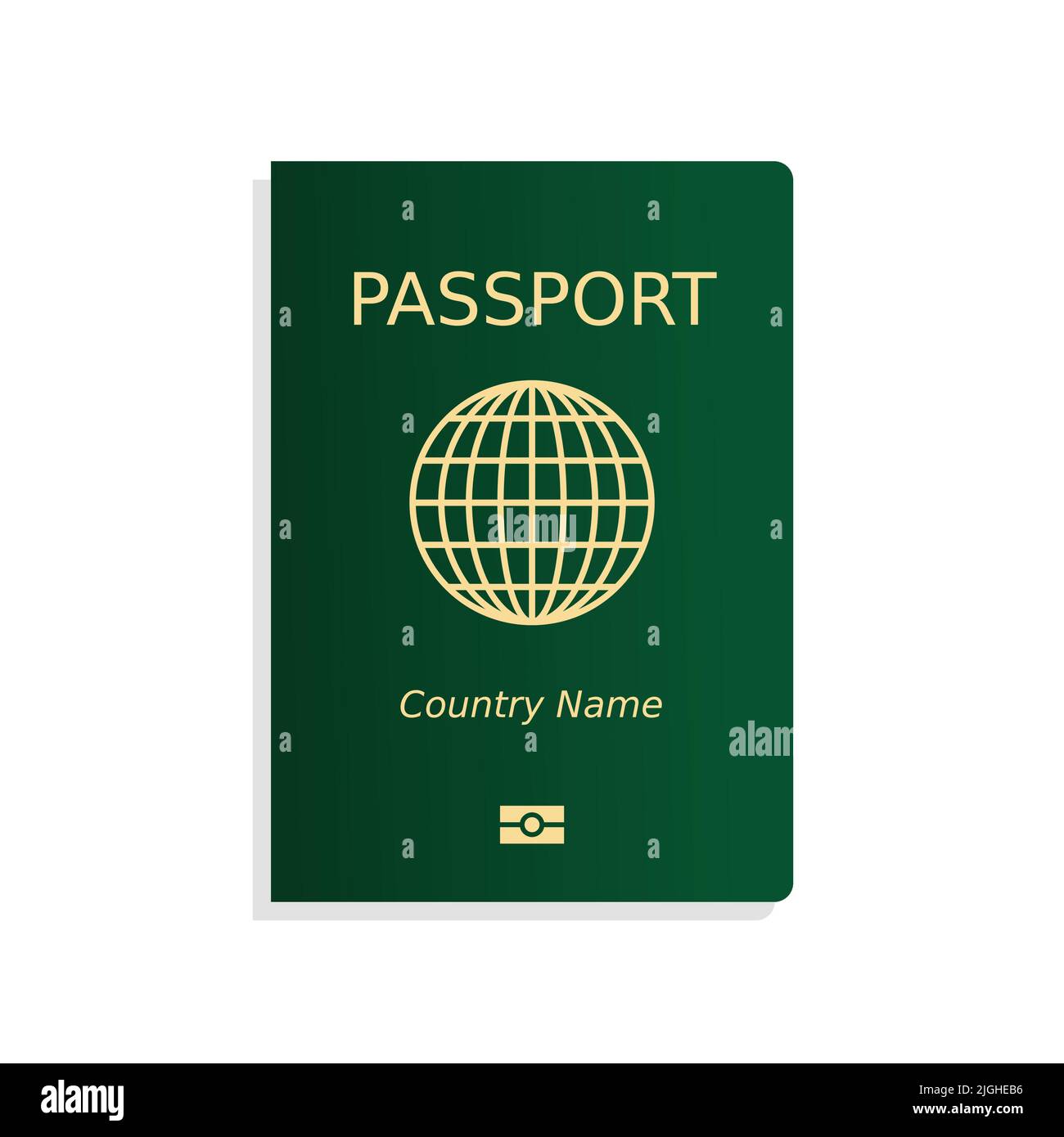 Green passport cover vector. Isolated international passport template. Biometric symbol. Stock Vector