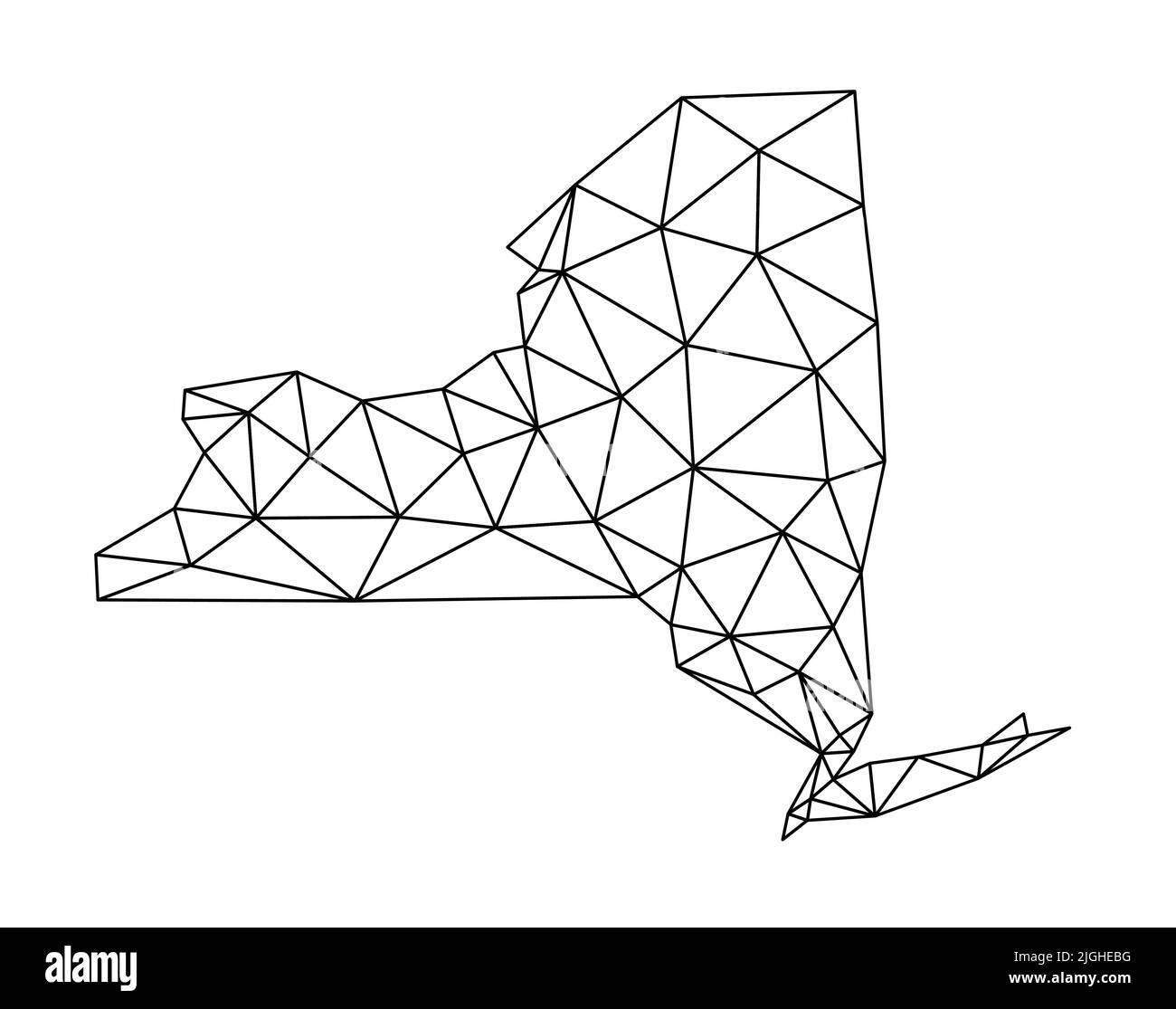 New York state simple polygon map. Low poly trendy style vector map of New York state. Stock Vector
