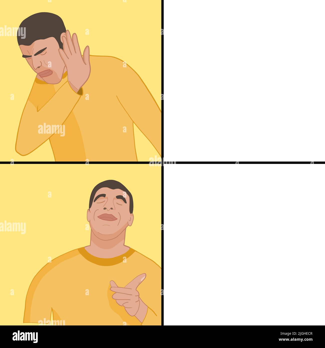 Funny meme template for social media sharing. Disliking one thing and liking another thing. Stock Vector