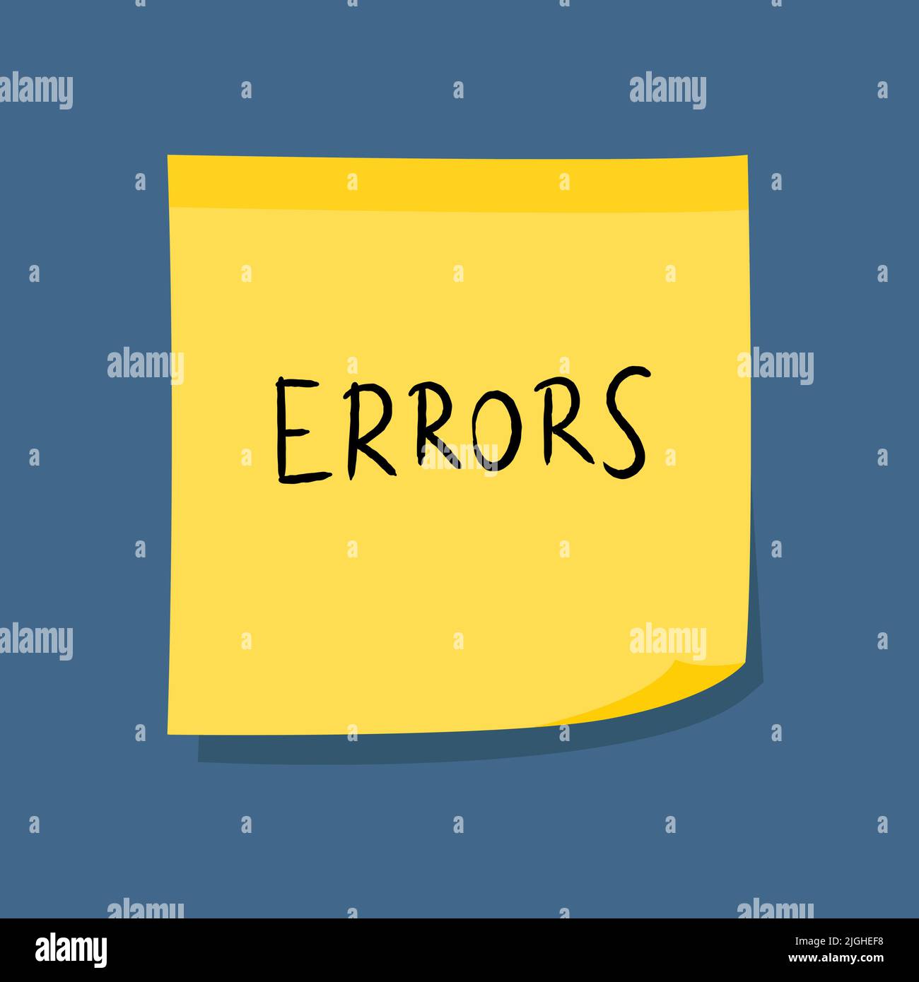 Errors sign. Yellow sticky note message. Paper sign Stock Vector Image