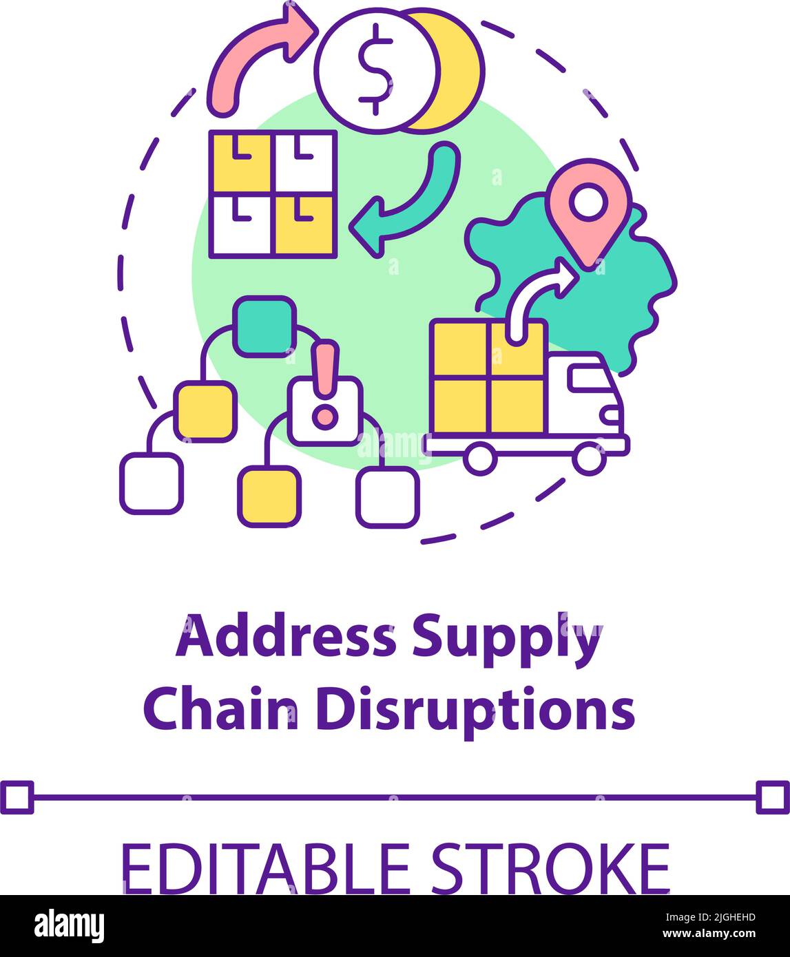 Address supply chain disruptions concept icon Stock Vector Image & Art