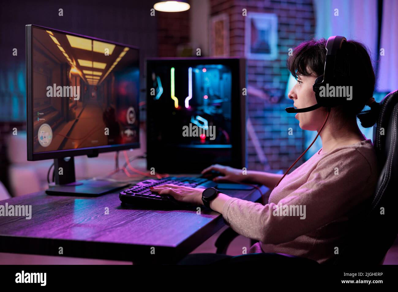 Modern player live streaming video games play on computer, having fun with  rpg tournament. Young adult playing online action shooting game with  multiple players on pc, shooter challenge Stock Photo - Alamy