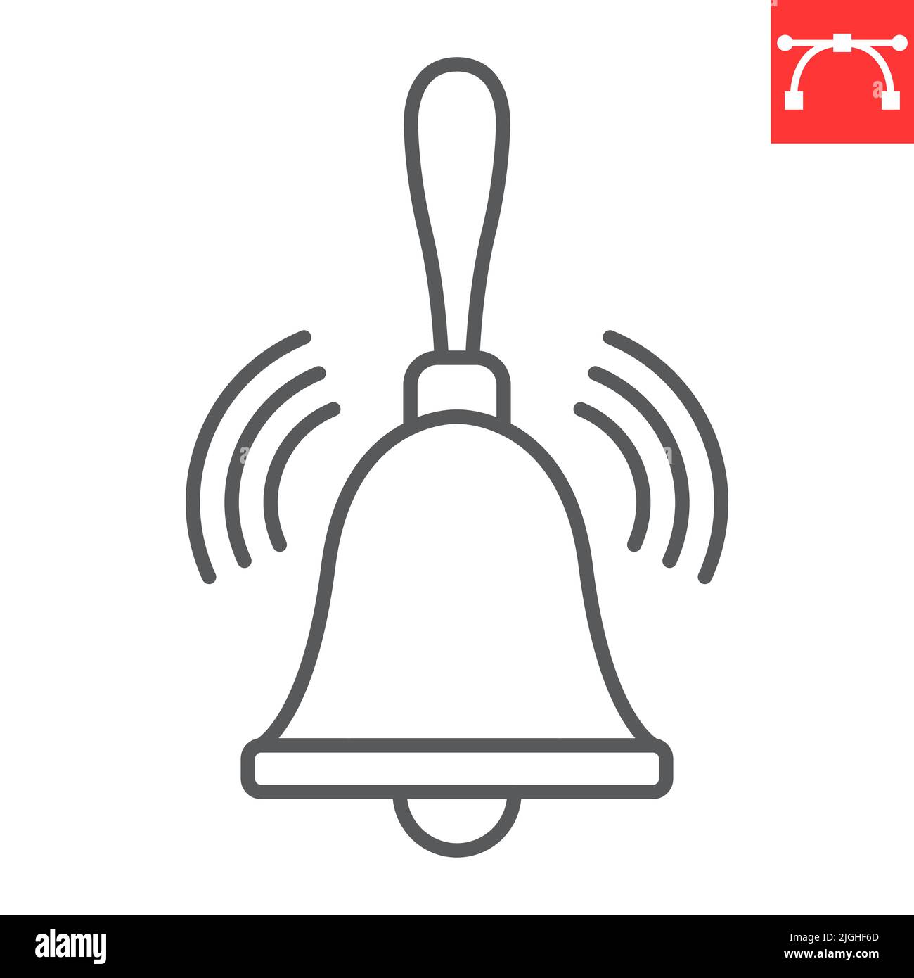 Hand bell line icon, school and education, bell vector icon, vector graphics, editable stroke outline sign, eps 10. Stock Vector
