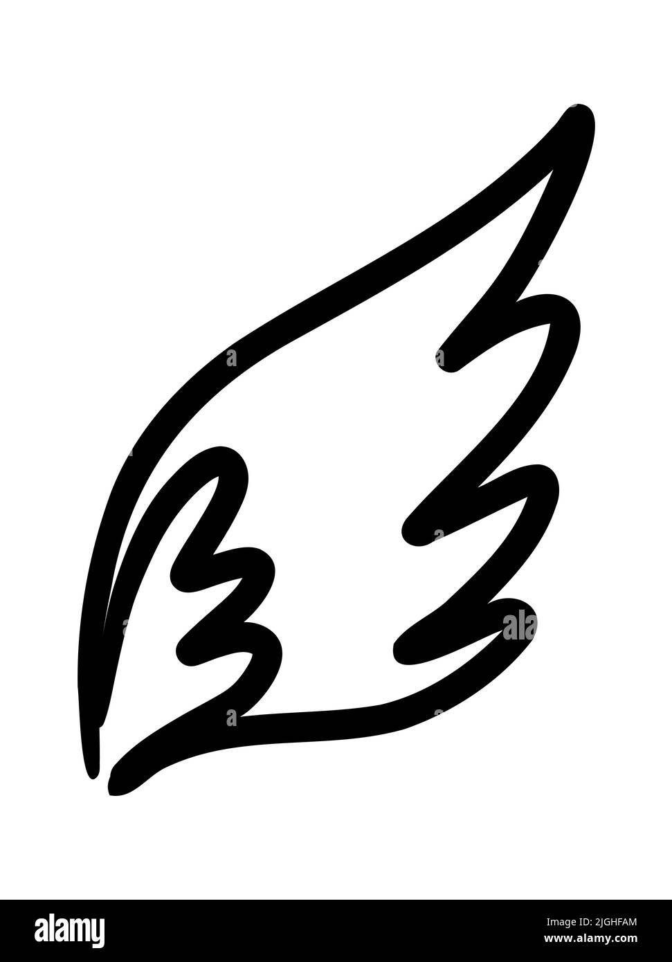 Wings birds and angel. Cartoon doodle bird tattoo wing icon. Feather