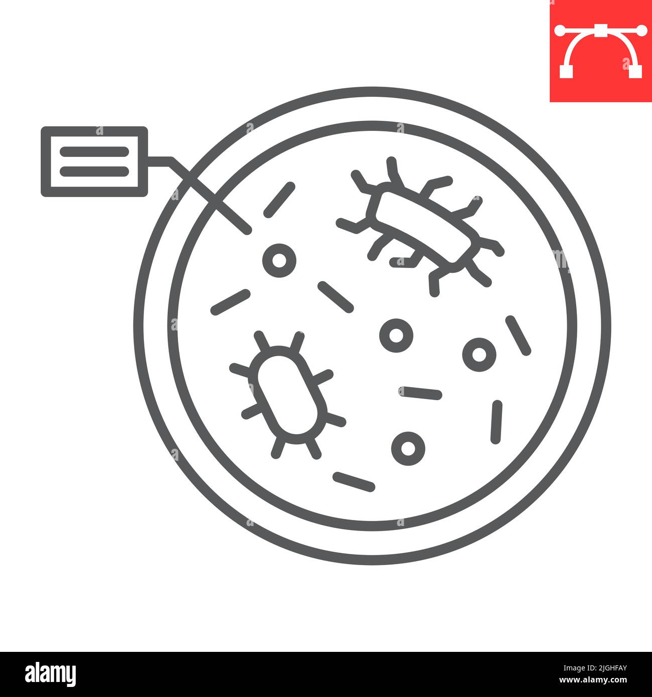 Petri dish line icon, biology and science, petri dish with bacteria