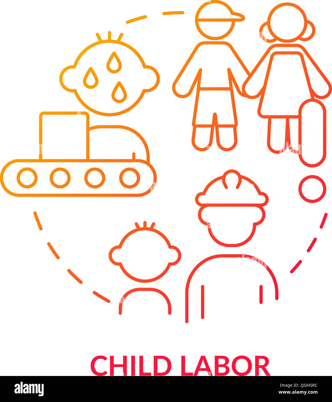 Child labour red gradient concept icon Stock Vector