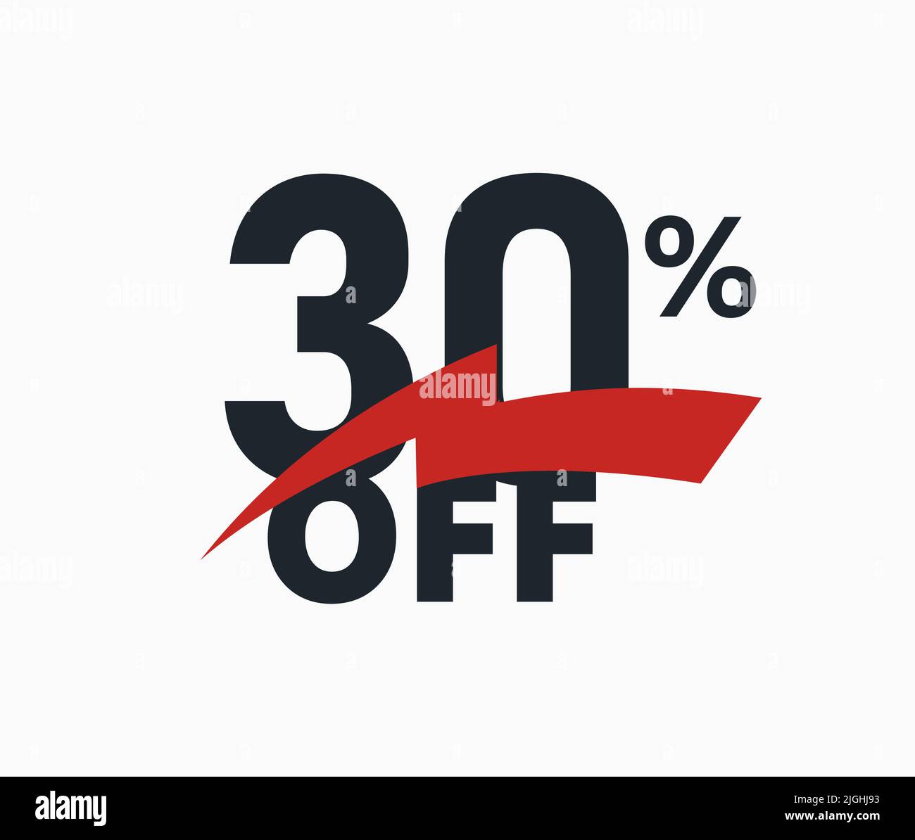 30 percent off discount banner, thirty percent sale label. Number with spark ribbon, advertising promo poster. Special offer sign, black Friday bonus Stock Vector