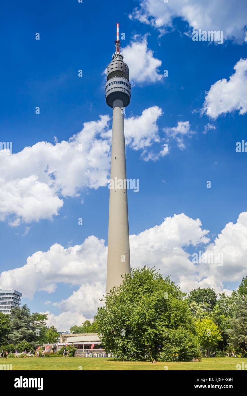 Television tower in the Westfalen park of Dortmund, Germany Stock Photo